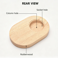 Lampe chauffe-cire en verre avec base en bois d'hévéa et variateur d'intensité, lumière d'ambiance et veilleuse pour chambre à coucher