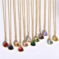 Mode Cubique Zircon Collier pour Femmes Cadeaux D'anniversaire Bijoux En Acier Inoxydable 18K Plaqué Or 12 Pierre De Naissance Pendentif Colliers