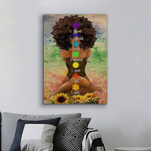 16*24Inches HD Printed Portrait <strong>Text</strong> Painting <strong>Wall</strong> <strong>Art</strong> Black Girl Yoga Canvas Print Painting for <strong>Wall</strong> Decor - Product Image 2