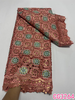 Nouvelle Arrivée Tissu en Dentelle Guipure pour Fête, Tissu en Dentelle Guipure Fleurie Africaine avec Paillettes