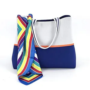 Wholesale Neoprene Multipurpose Bag Waterproof Tote Bag Fashion Summer Beach bag with Scarf