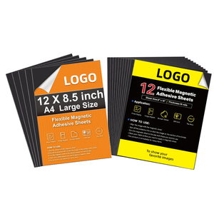 Logotipo personalizado isotropía o anisotropía Hoja magnética de goma de tamaño A4 suave con respaldo de cinta autoadhesiva blanca - Product Image 1