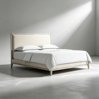 Lit plateforme en bois avec tête de lit tuftée à la main de luxe, base réglable, pour acheteurs de cadres de lit durables (OEM/ODM)