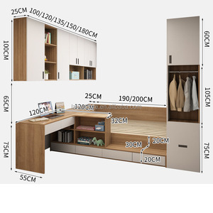Competitively Priced Small Apartment Bedroom Furniture Sets Wooden Storage Tatami Bed with Desk Wall Cabinets & Wardrobe - Product Image 4