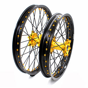 Jeu de jantes en alliage KKE Motocross Dirt Bike pour <span class=keywords><strong>Yamaha</strong></span> YZ125 YZ250 1999-2024 YZ250F YZ450F WR250F WR450F 2024 Moyeu doré - Product Image 4