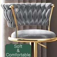 Chaises de salle à manger SYT à dossier incurvé avec revêtement en velours et pieds en métal pour steakhouse, café, appartement et parc - dossier de 38 cm de hauteur
