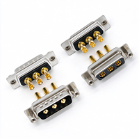 Konektor Kabel D-Sub 3W3 3 Pin Arus Tinggi Tipe Kawat Solder Pria Wanita Berlapis Emas Padat dengan Mur Pengunci Depan