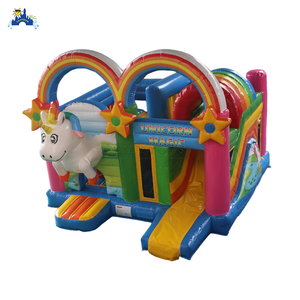 Château gonflable à thème <span class=keywords><strong>licorne</strong></span> magique LilyToys avec toboggan pour fête en plein air et aire de jeux - Product Image 1