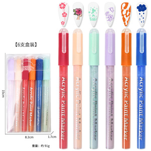 ปากกามาร์กเกอร์ทำจากอะคริลิคขนาด0.7-2มม. ปากกาเน้นคำละเอียด6สีสำหรับทำเล็บยูวีเจล - Product Image 5