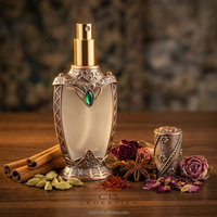 Flacon de parfum vintage en verre émaillé mat de style arabe avec diffuseur à bâtonnets, style Dubaï et égyptien, rechargeable, vaporisateur à pompe 40 ml, forme plate