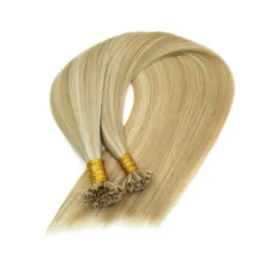 카라멜 하이라이트 러시아어 처녀 인간의 머리카락 혼합 색상 머리 U 팁 100 가닥