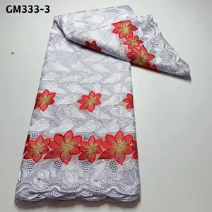 Renda Voile Swiss Putih Murni Di Swiss Kualitas Tinggi Kain Renda Kering Swiss Katun Afrika untuk Derss Pernikahan