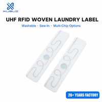 Étiquette de blanchisserie tissée RFID UHF programmable, impression de logo sur mesure, support graphique professionnel pour usine de confection