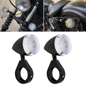 Clignotants LED en forme de balle pour moto, 4 pièces, adaptés à Harley Dyna Sportster Bobber, lampe indicatrice de montage sur fourche 39mm 41mm, noir chromé - Product Image 2
