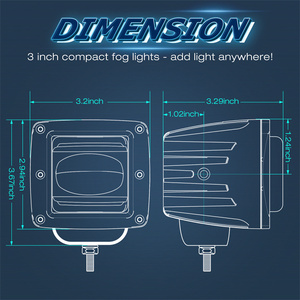 Feux antibrouillard avant à LED <span class=keywords><strong>de</strong></span> 3 pouces blancs et jaunes, conformes à la norme SAE J583, homologués pour la circulation routière, pour voitures et camions - Product Image 2