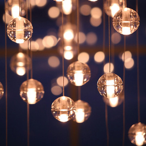 Lustre De Teto Alto Dimmable LED Bolha Lustres Iluminação Escada Longa Lâmpadas Pingente Entrada Lustre De Cristal - Product Image 6