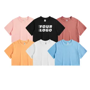 Großhandel Custom Logo T-Shirt Baumwolle Mädchen und Frauen T-Shirts in Bulk Blank T-Shirts mit Logo Custom Logo gedruckt