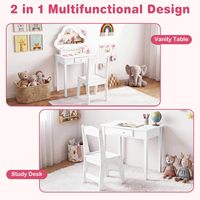 Ensemble de coiffeuse moderne en bois pour chambre à coucher avec miroir lumineux, tiroirs de rangement, porte-bijoux et chaise pour enfants, vente en gros