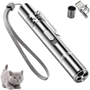 Portable Usb Flashlight 3 Led Laser Pointer Pen Light Cat Laser Toy Training Tool Pet Laser Light With 5 Patterns