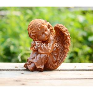 Rustieke Handgemaakte Metalen Engel Beeldje Kleine Gietijzeren Zittende Engel Beeld Huis Tuin Mooie Ambachten Ornamenten - Product Image 1