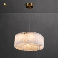 Lampu Gantung Marmer Putih Bentuk Bulat Modern Kustom Semua Bagian Tembaga Dekorasi Ruang Tamu Villa