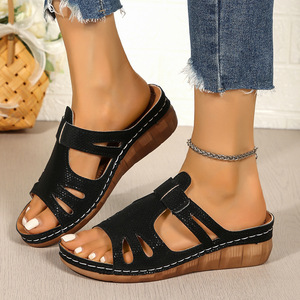 Sandali da <span class=keywords><strong>donna</strong></span> casual <span class=keywords><strong>con</strong></span> <span class=keywords><strong>zeppa</strong></span>, a punta aperta, <span class=keywords><strong>con</strong></span> cinturino singolo, slip-on - Product Image 4