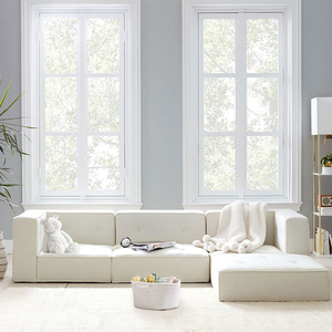 Modular <b>Living</b> <b>Room</b> <b>Sofa</b> Linen Fabric Foam Filled Square Shape Childrens Stool - Product Image 3