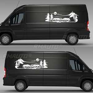 Lot de 2 autocollants pour camping-car de 150 cm, motif arbre et montagne, décor en vinyle pour camping-car, caravane, pick-up - Product Image 3