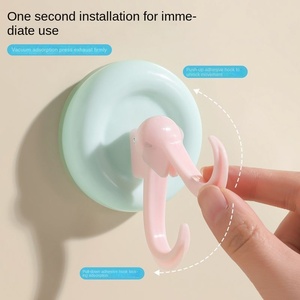 Snoepkleurige Keuken En Badkamer Aan De Muur Gemonteerde Haak Sterke Dragende Punch-Vrije Multifunctionele Plastic Zuignap - Product Image 4