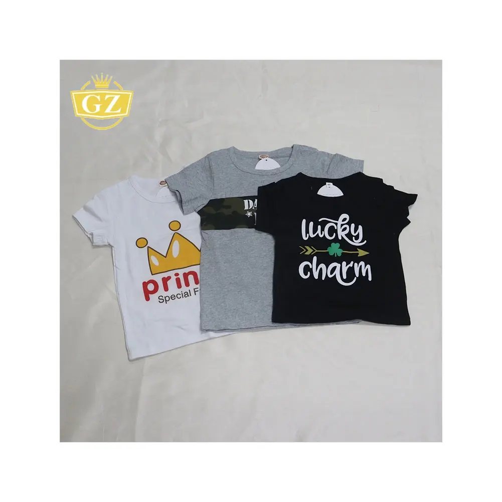 GZ残り物余剰新デザインアパレルストック、ベストプライスプレミアムファッショナブルな子供用Tシャツ在庫あり