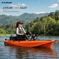 Kayak de pêche à pédales pour une personne, kayak HDPE à assise surélevée avec système de gouvernail, siège réglable pour la pêche en plein air