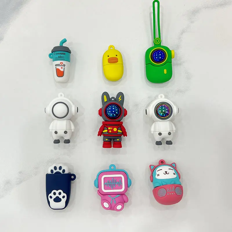 Pemasok cetakan desain 3D bentuk kartun kunci Usb pena Drive kustom Memorias Stik Usb 64Gb 128Gb Pvc memori Disk Flash silikon