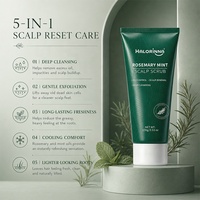 HALORINNA Rosemary Mint Scalp Scrub 100g Pembersih Kulit Kepala Eksfoliasi untuk Rambut Berminyak OEM ODM Label Pribadi Perawatan Rambut