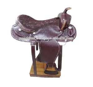 Western Trail sillín de caballo de cuero con fibra de vidrio árbol de plástico con cuero Western Saddle Tack cuero Montar a caballo Sillines