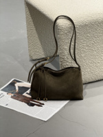 Tas Selempang Suede Model Slouchy dengan Tali Ring Berlubang, Grosir Tas Asimetris, Tas Tote untuk Kerja, Sumber Grosir