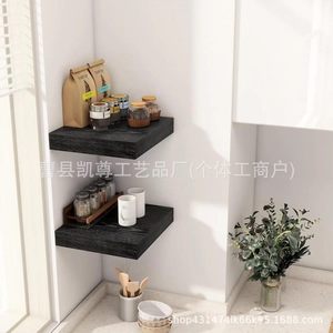 Solid wood corner <b>shelf</b>, wooden hanging book organizer for <b>bedroom</b>, living room, and bathroom. - Product Image 2
