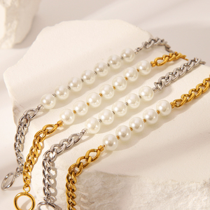 <span class=keywords><strong>2025</strong></span> Mới Đến Quyến Rũ Thép Không Gỉ Handmade Phụ Kiện OT Khóa Nhân Tạo Vòng Đeo Tay Ngọc Trai Dày Chuỗi Cho Phụ Nữ Bán Buôn - Product Image 4