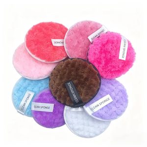 <span class=keywords><strong>Éponge</strong></span> démaquillante double face en polaire corail à carreaux, forme ronde, lavable, pour le nettoyage du visage – Meilleure vente - Product Image 3