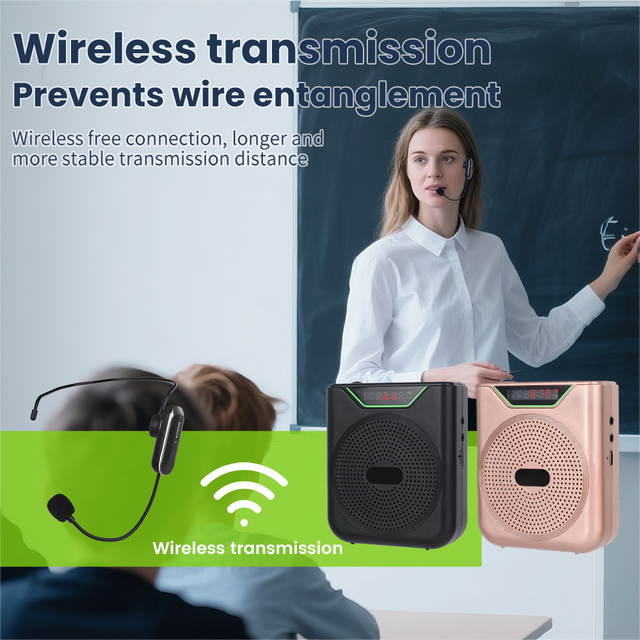 Adjustable Head-Worn Teaching Wireless Microphone with Speaker Noise Reduction Lightweight Design for Classroom Speech Training