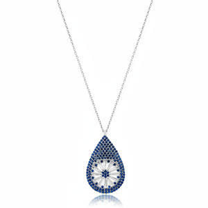 Minimaliste goutte Design saphir Zircon pierre pendentif à breloque turc fabriqué à la main en gros 925 bijoux en argent Sterling - Product Image 2