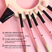 Nouvelle conception, vente en gros, pinceaux de maquillage pour le visage en bois de luxe, rose ombré vert, vegan, étiquette privée, personnalisé, haute qualité, professionnel