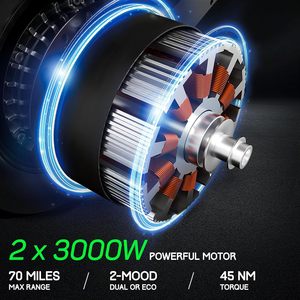 Scooter Adult Foldable Dual Motor Speed 50MPH Range <b>70</b> Miles <b>12</b> Inch Street Tires Suspension Dual Motor Quick Acceleration - Product Image 2