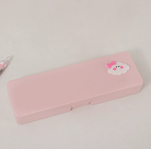 Trousse à crayons minimaliste rose en plastique avec breloque cupcake et fermeture à clip, organisateur de fournitures scolaires et de bureau - Product Image 4