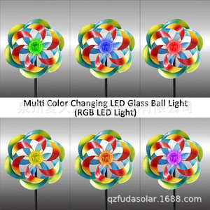 กังหันลมโซลาร์เซลล์พร้อมไฟ LED สำหรับตกแต่งสวนภายนอก ทำจากโลหะ หมุนได้ พร้อมแผงโซลาร์เซลล์ กันน้ำ ตั้งพื้นได้ - Product Image 5
