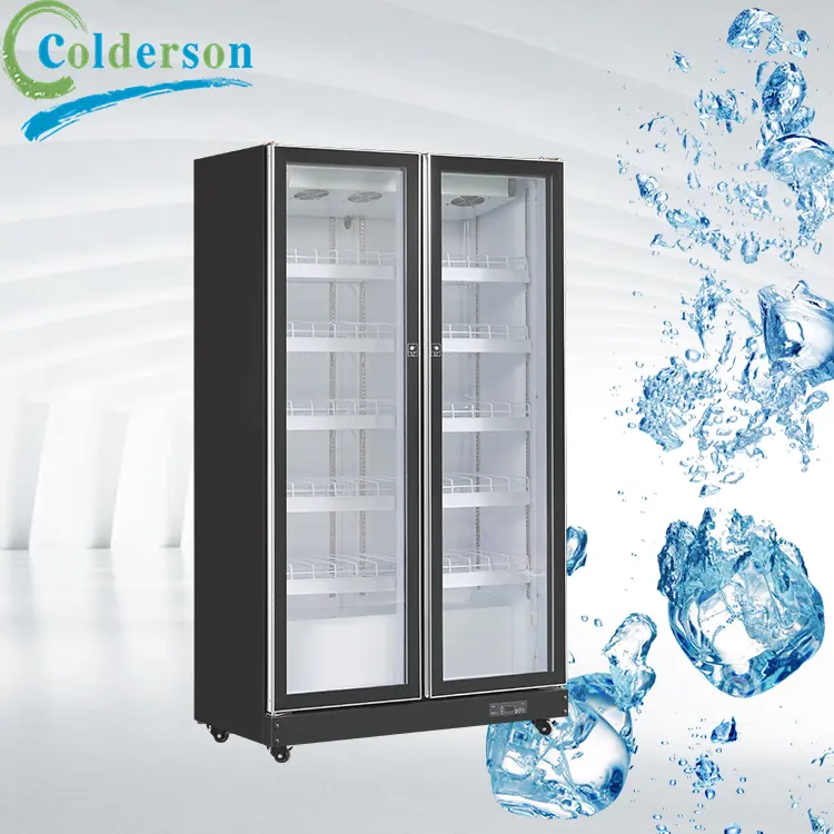 เครื่องดื่มที่กำหนดเองค้าปลีกตู้แช่แข็งตู้เย็นชั้นยืนแสดงเครื่องดื่มซูเปอร์มาร์เก็ตตู้เย็น