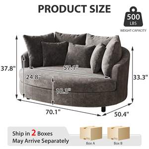 Nuova Poltrona a Botte Oversize in Ciniglia con Ruote, Poltrona Rotonda Extra Large con 7 Cuscini per Soggiorno - Product Image 2