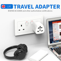 Adaptateur de voyage universel Worldplug multifonctionnel vers le Royaume-Uni avec prise 10A EU/US/AU vers Type G, sans mise à la terre
