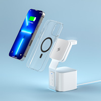 WAWEIS 4 in 1 Pengisi Daya Nirkabel Cepat dengan Speaker BT untuk iPhone 15 14 13 12 11 Pro Max XR XS 8 Plus