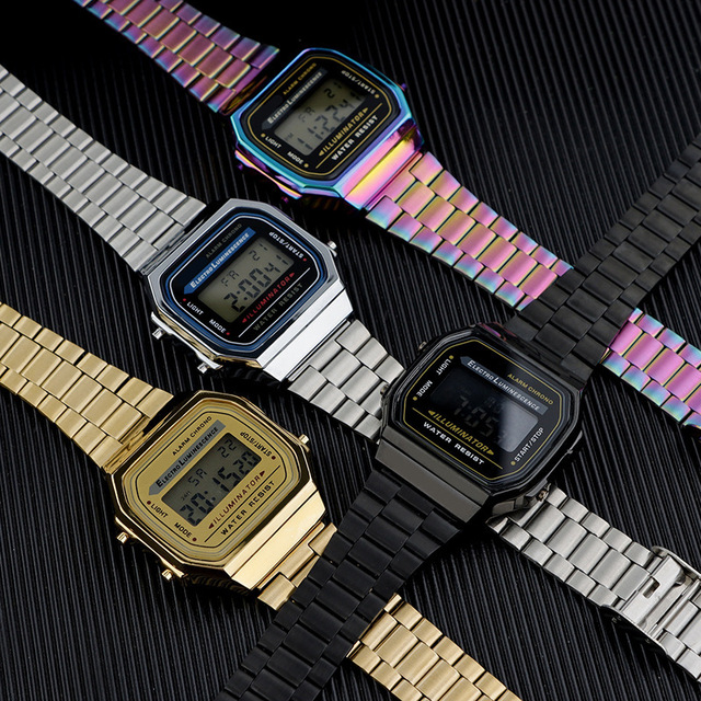 New Men's Square Digital Electronic Watch Business Touch Screen Student Fashion Multi-Function Waterproof Watch Drop Shipping