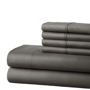 Hotel de lujo equipado <span class=keywords><strong>hoja</strong></span> al por mayor color liso 4 piezas ropa de cama conjunto de microfibra de las sábanas de <span class=keywords><strong>la</strong></span> cama - Product Image 1